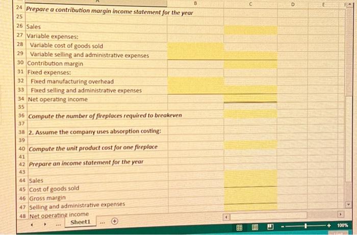 data from last year of operations. The Controlier has asked you to