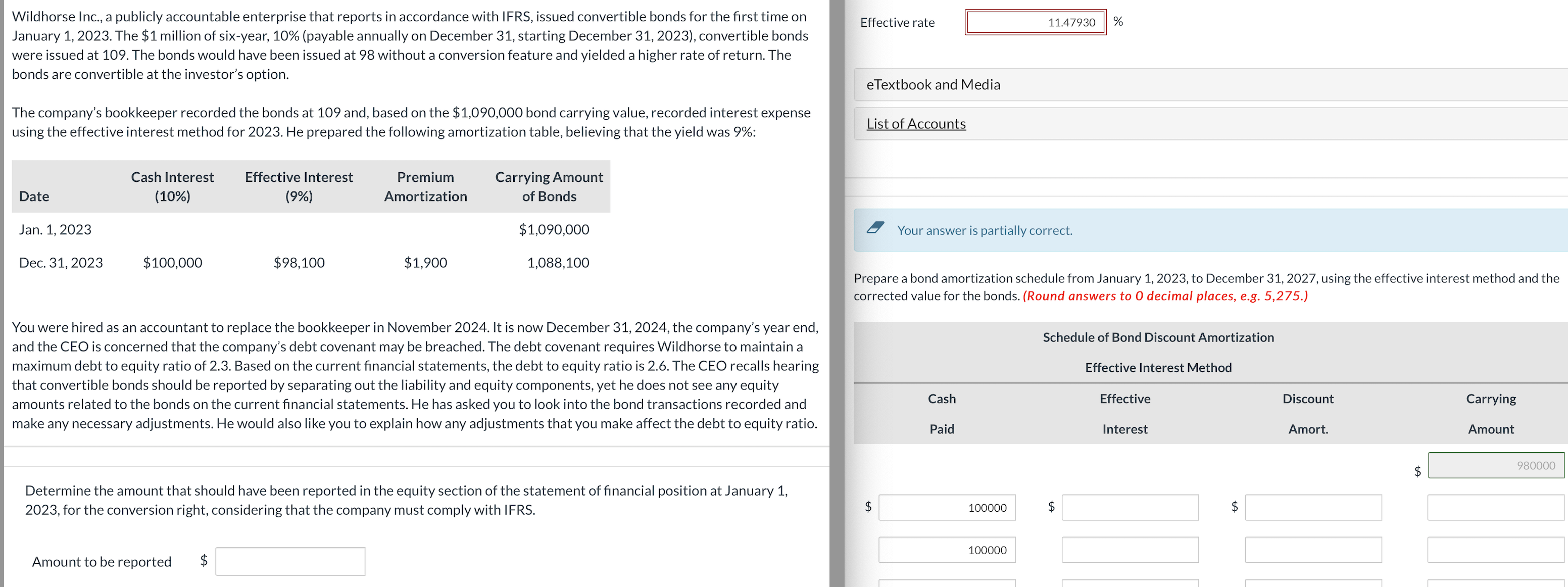  Effective rate % eTextbook and Media ) Your answer is partially