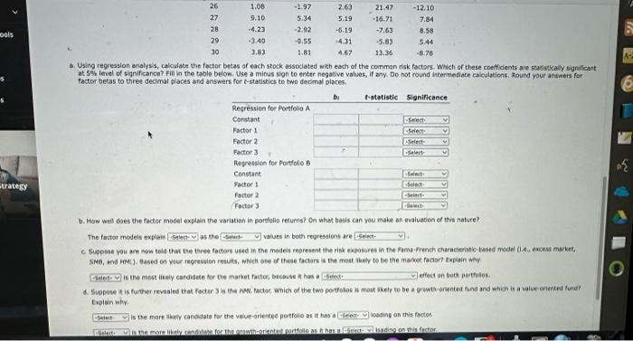 below, which lists 30 menthly excoss returns to two different actively manajod