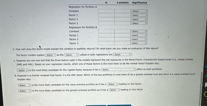 stock portfolios (A and B) and three different common risk factors (1,2,