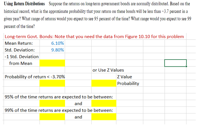  Using Return Distributions Suppose the returns on long-term government bonds are