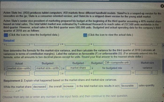 Slate Inc. (ASI) produces tablet computers. ASI markets three different handheld models