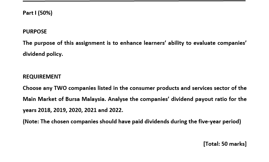  Part I (50%) PURPOSE The purpose of this assignment is to