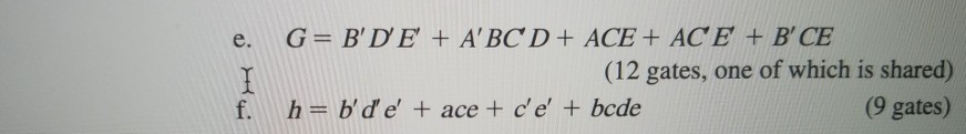 the following expressions (which are already in minimum sum of products form)