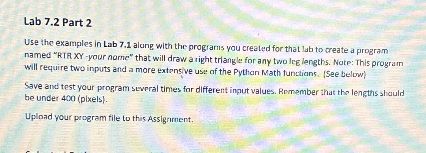  Lab 7.2 Part 2 Use the examples in Lab 7.1 along