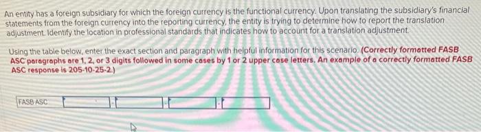  An entity has a foreign subsidiary for which the foreign currency