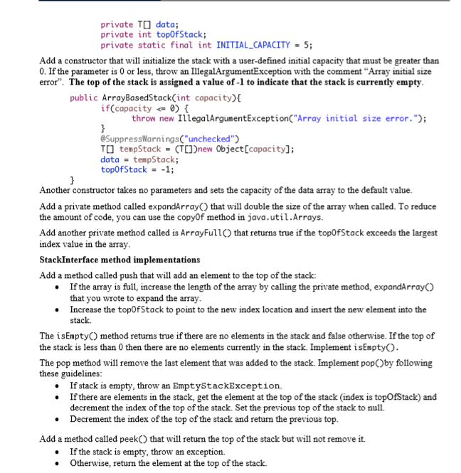 /** An interface for the ADT stack. @author Frank M. Carrano @version