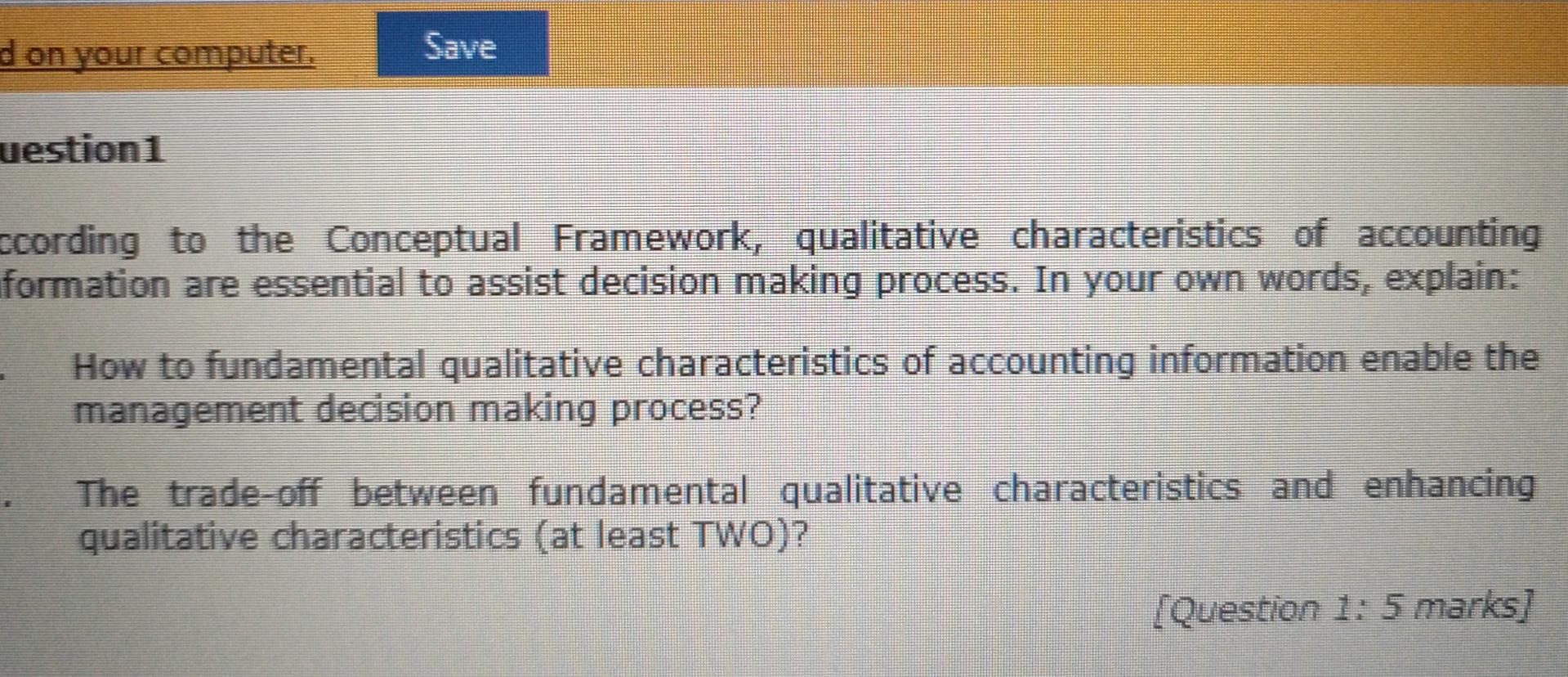  please send me proper answer d on your computer. Save uestion1