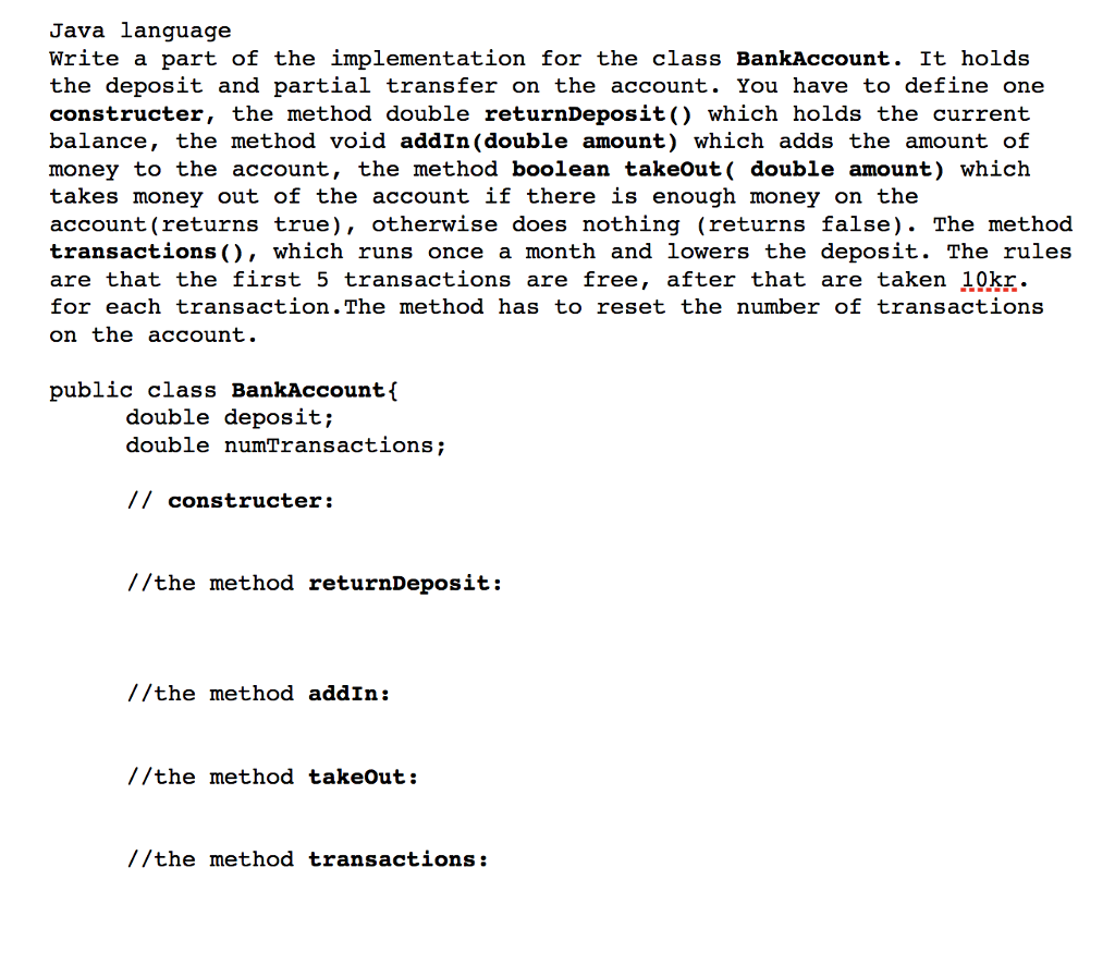  Please write the full code! Java language Write a part of
