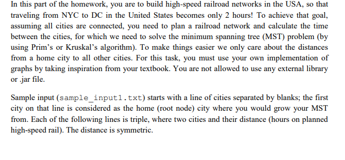 Plase Write in JAVA with expelantation NYC Chicago LA Boston DC