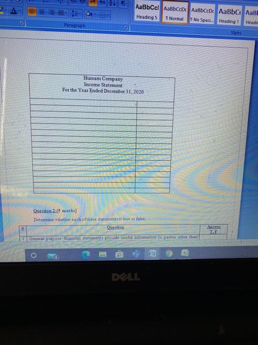 Statement For the Year Ended December 31, 2020 Net sales $950,000 Costs