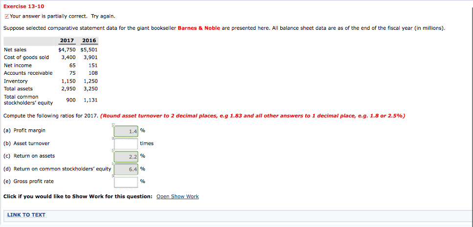  Exercise 13-10 Your answer is partially correct. Try again. Suppose selected