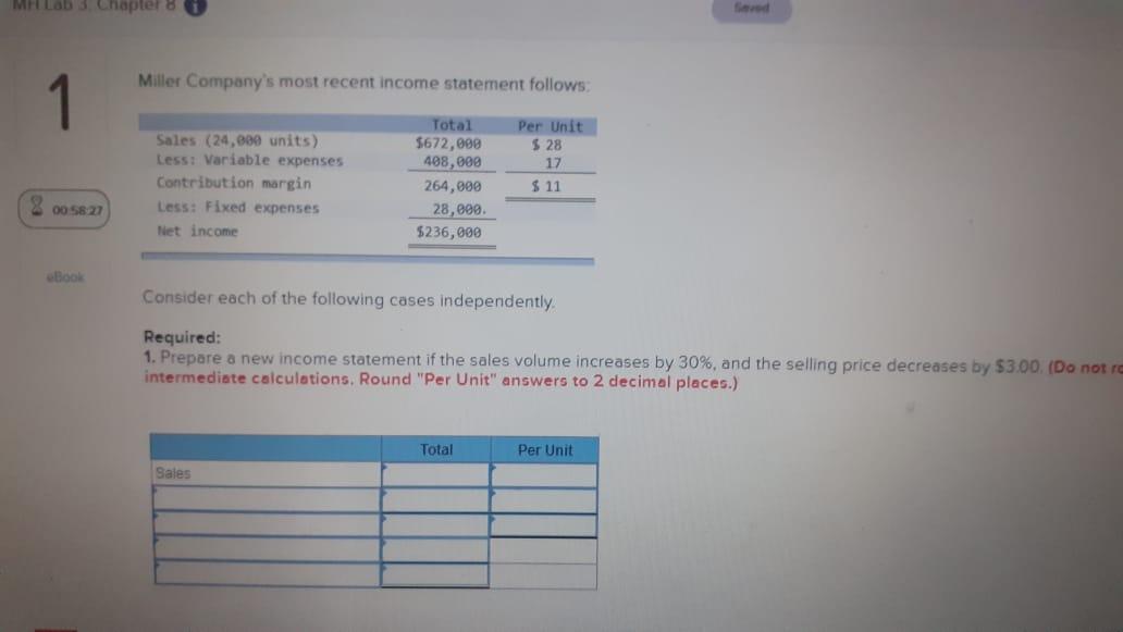 Unit" answers to 2 decimal places.) 00:58:05 Total Per Unit Sales eBook