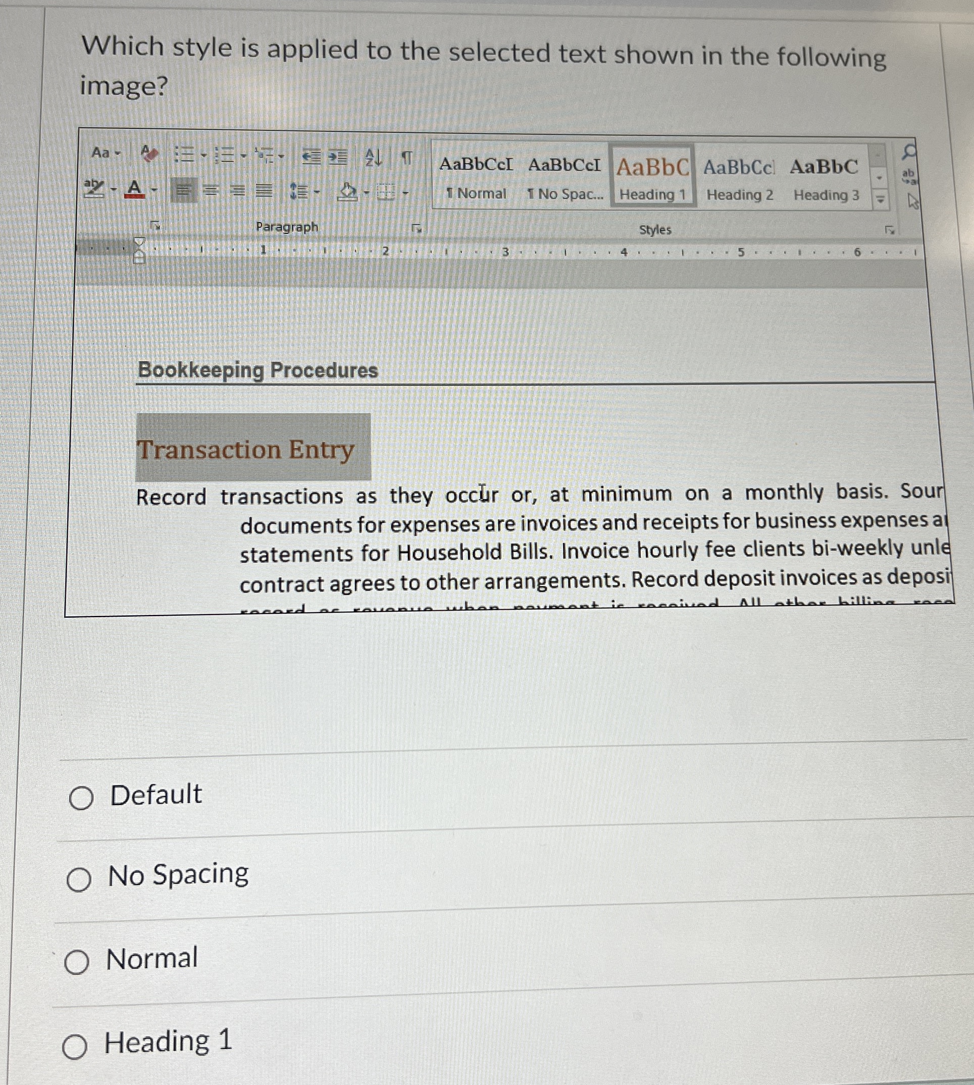  Which style is applied to the selected text shown in the