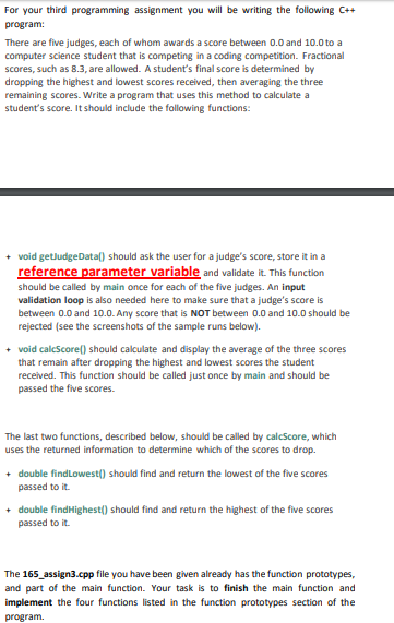 at least ten (10) different detailed comments explaining the different parts of