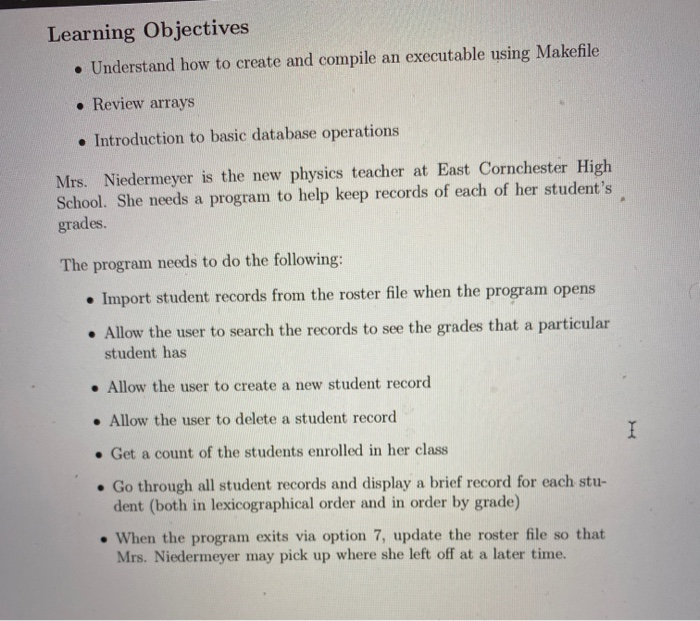  C++ code for following project. NEED DONE Learning Objectives Understand how