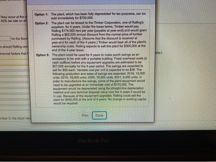 should select using the NPV criterion The not present value of Option