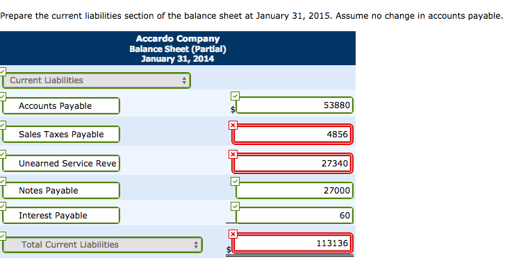 2015, the ledger of Accardo Company contains the following liability accounts. Accounts