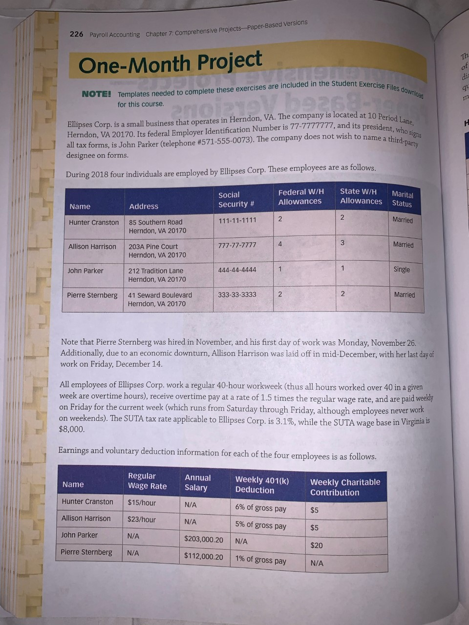 I need help with question 2. Establish and complete the payroll register