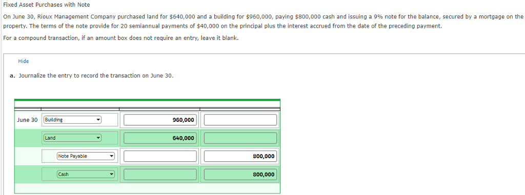 Fixed Asset Purchases with Note On June 30, Rioux Management Company
