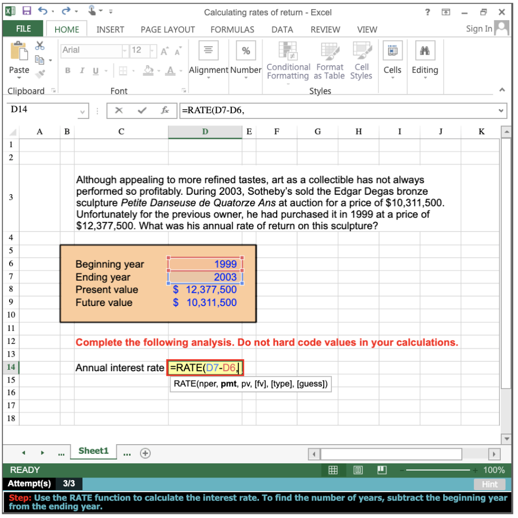 Use RATE Function in MS Excel X ? X Sis, FILE HOME