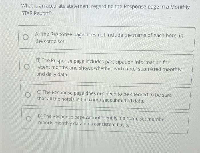  What is an accurate statement regarding the Response page in a