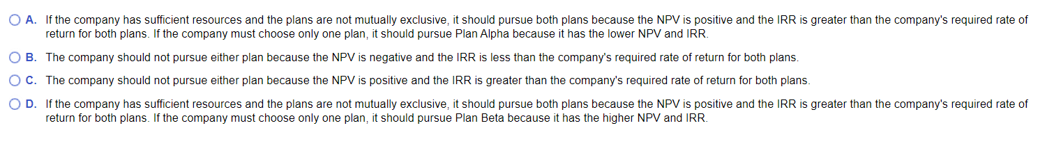 nearest whole dollar and the IRR calculations to two decimal places, X.XX\%.)