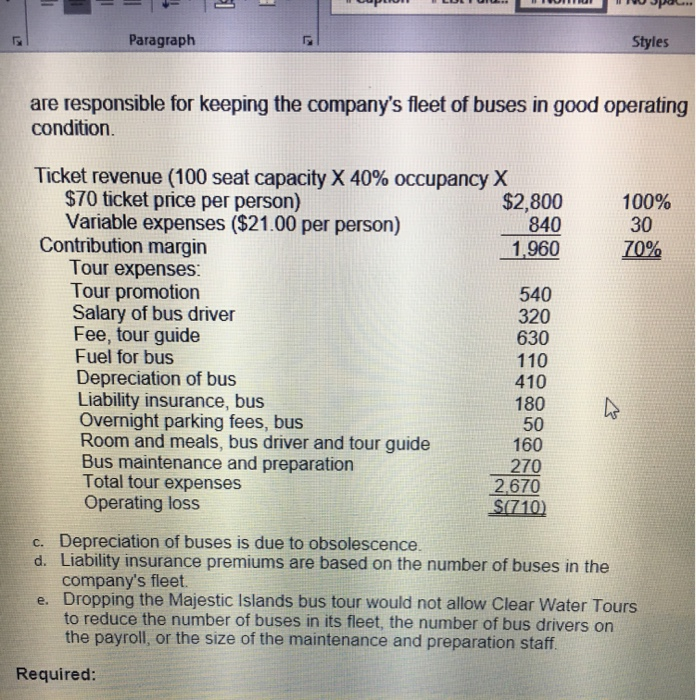 has indicated that some of the bus tours operated by Clear Water