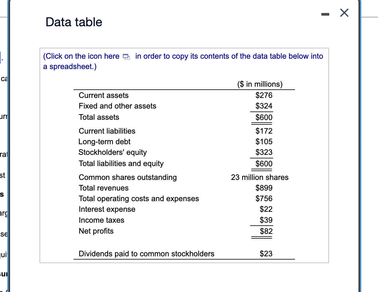  Data table (Click on the icon here in order to copy