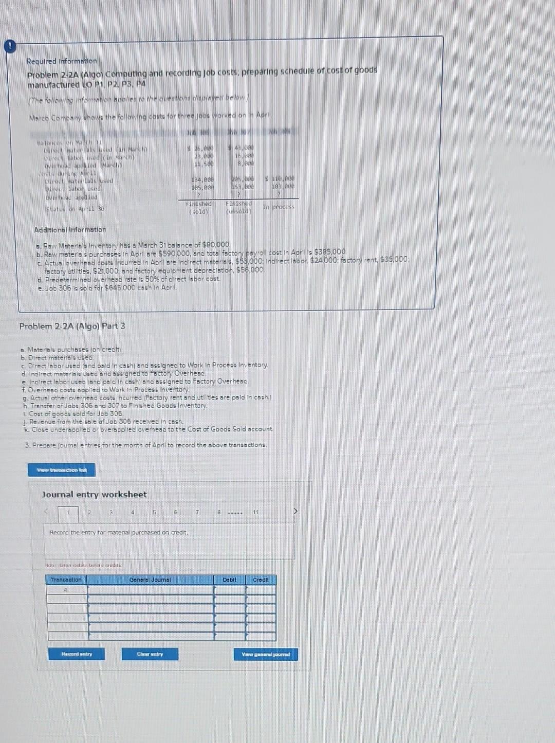 schedule of cost of goods manufactured LO P1, P2, P3, P4 [The