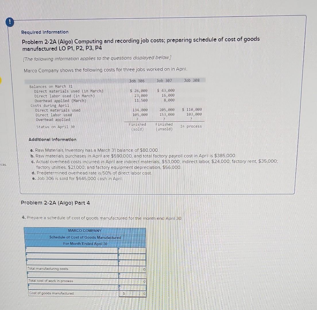 following information applies to the questions displayed below] Marco Company shows the