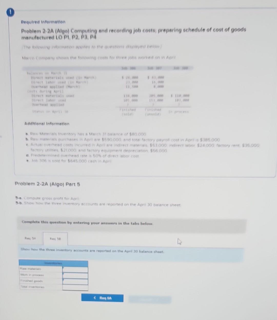 Raw Matenals Inventory has a March 31 balance of $80.000 b. Raw