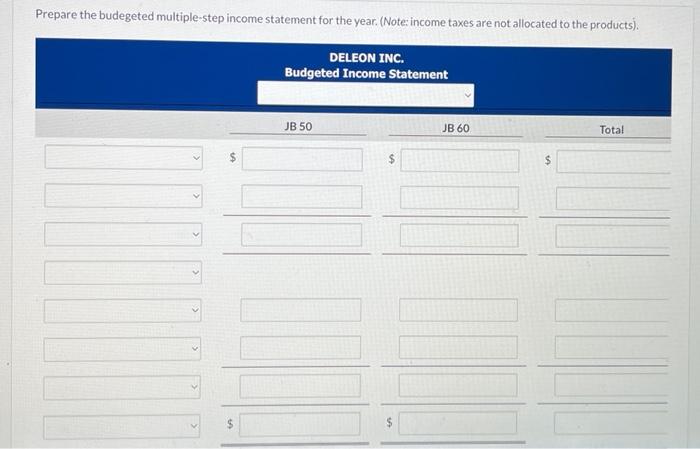 is $150,000 (not allocated to products). Income taxes are expected to be