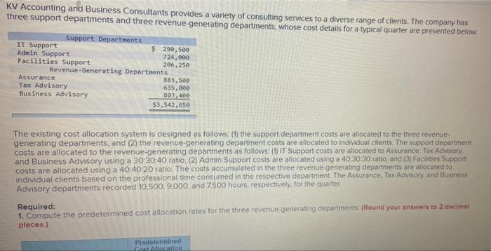 please can someone solve the problem with detailed formulas. KV Accounting and