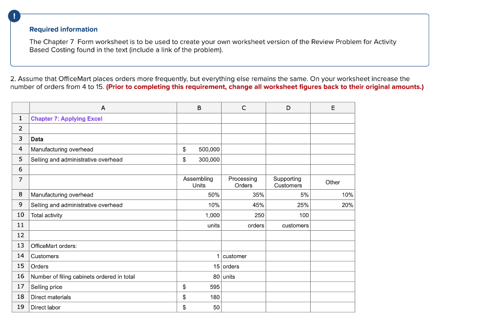  Required information The Chapter 7 Form worksheet is to be used