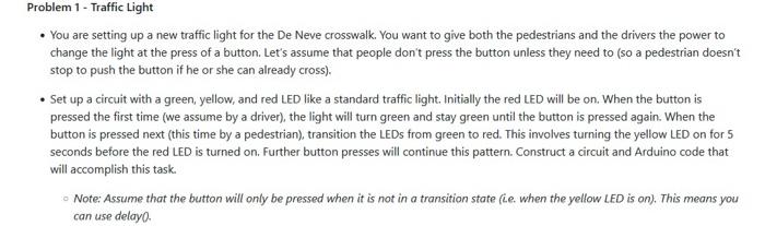 please write this code in C++ Problem 1 - Traffic Light You