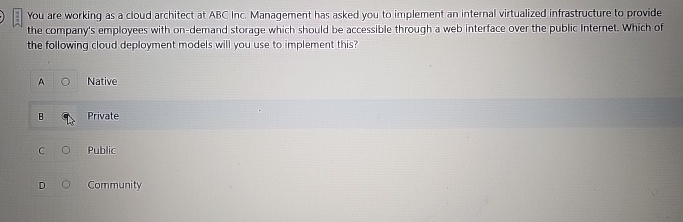  ou are working as a cloud architect at ABC Inc. Management