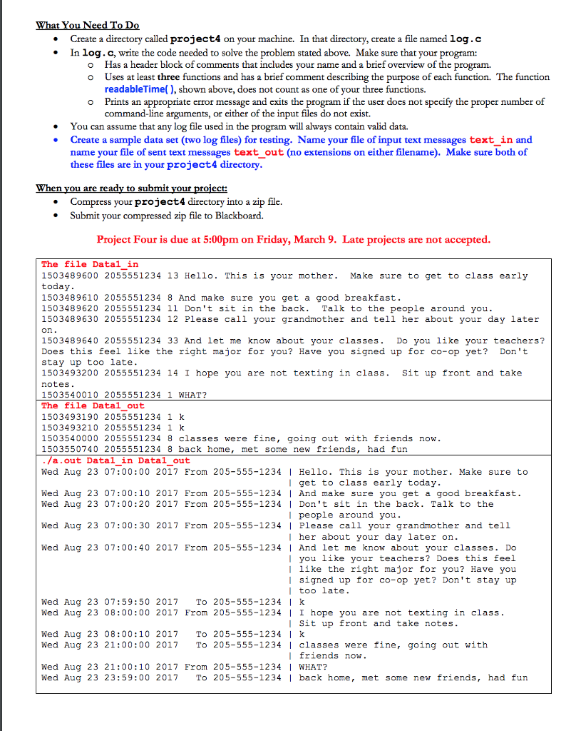 being able to handle different command line arguments ( int argc, char