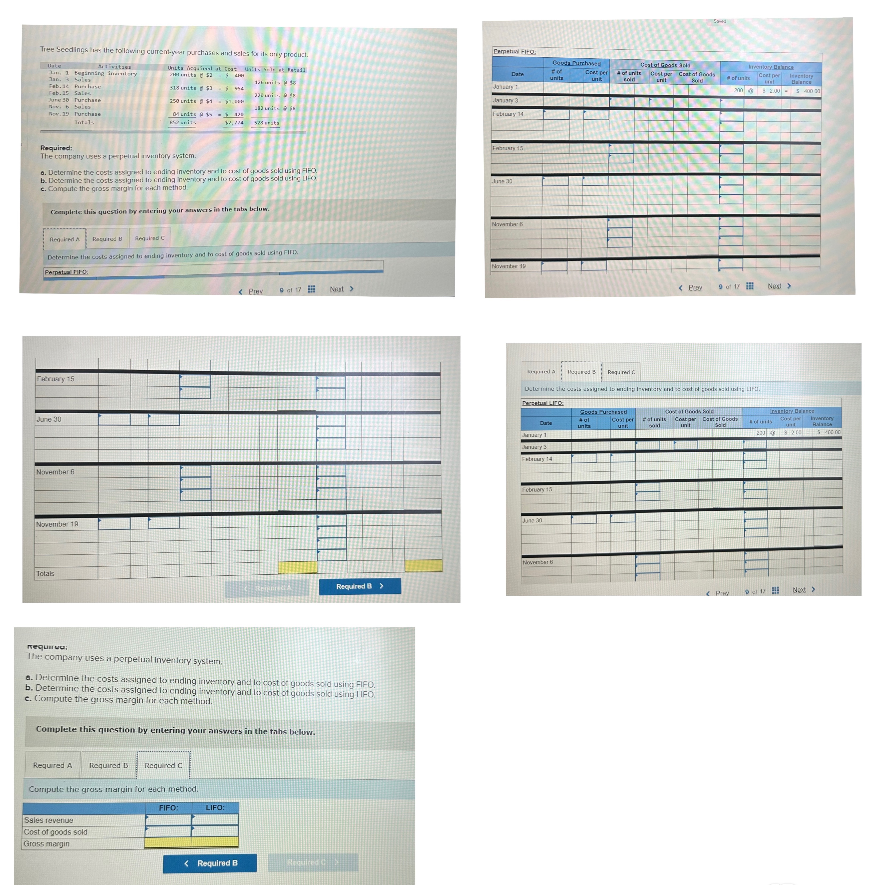  Tree Seedlings has the following current-year purchases and sales for its