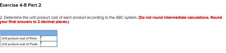 displayed below. Performance Products Corporation makes two products, titanium Rims and Posts.