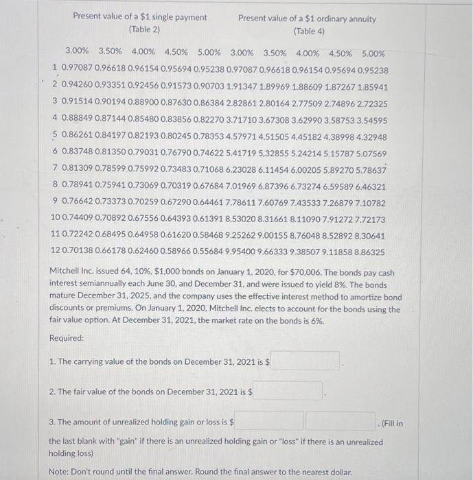 please help Present value of a $1 single payment Present value of