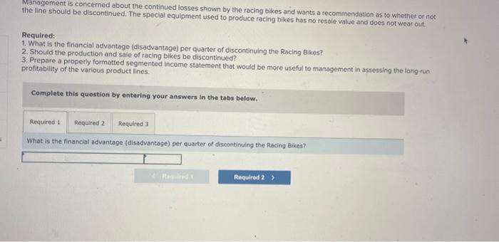 Cycle Company manufactures three types of bicycles-a dirt bike, a mountain bike,