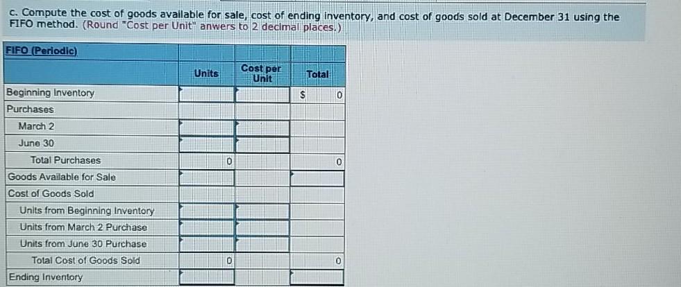 it uses a periodic inventory system. Assume its accounting records provided the