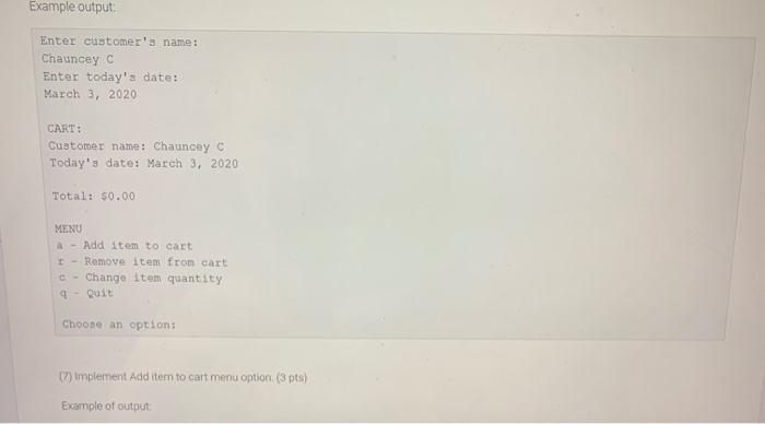 with the following specifications: Attributes (2 pts) item_name (string) . item price