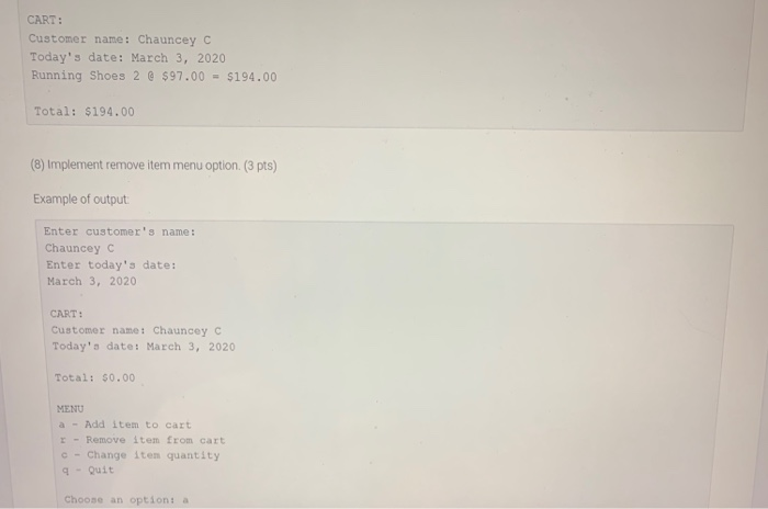 The constructor should Initialize the item's name = "Empty", item's price =0.0,