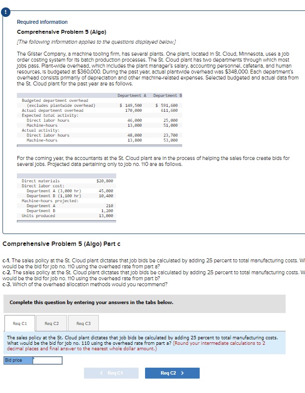 Required information Comprehensive Problem 5 (Algo) [The following information applies to