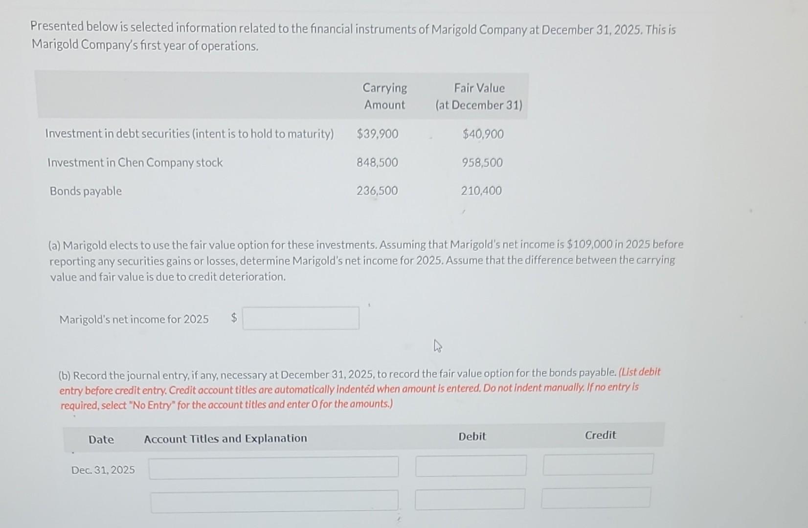 Presented below is selected information related to the financial instruments of