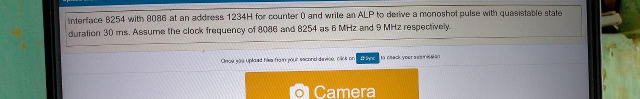 Microprocessor and interfacing Solve the question clearly Interface 8254 with 8086 at