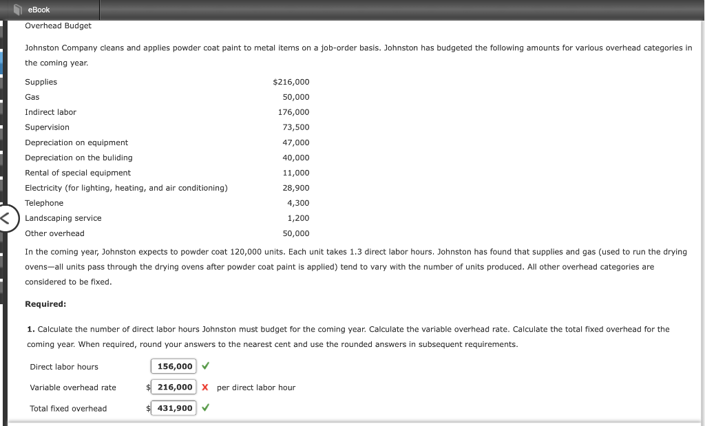  NOTE: PLEASE ANSWER ALL THE STEPS CLEARLY. THANK YOU. eBook Overhead
