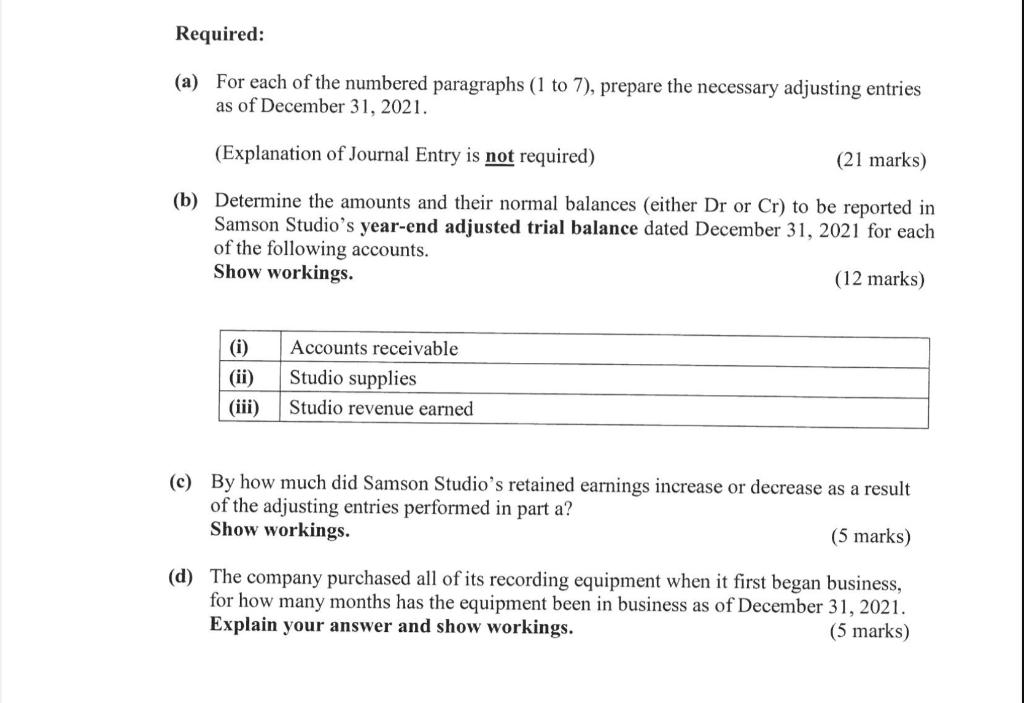 for clients to use for photos shots. Adjusting entries are performed on
